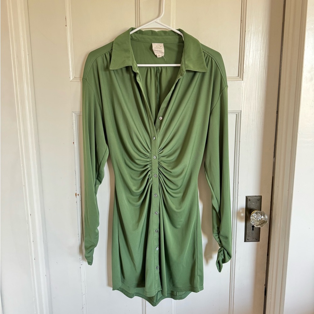 Cinq a Sept green Arden Ruched dress size small - Picture 2 of 11